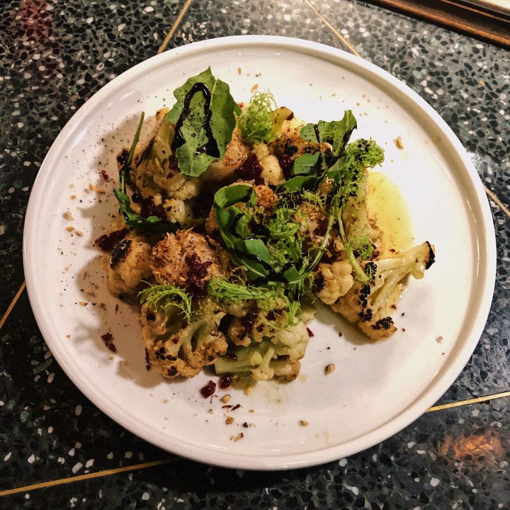 烤花椰菜與香煎干貝